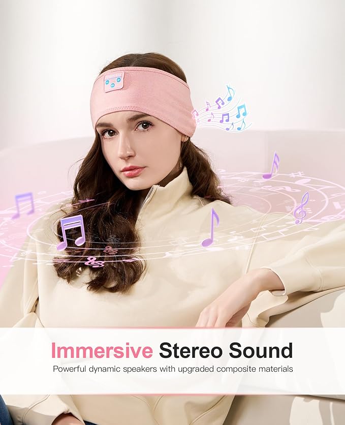 Sleep Headphones Bluetooth 5.4 Headband, Wireless Sleeping Headphones for Side Sleepers, Ultra-Thin HD Stereo Speakers, Over-Ear Headphones Sports Headband Sleep Mask for Sleeping Travel Airplane