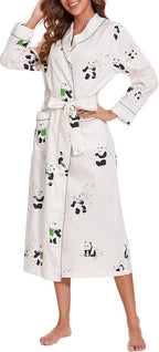 Lavenderi Women’s 100% Cotton Long Kimono Lounge Bathrobe Robe, Ladies Loungewear for Spa