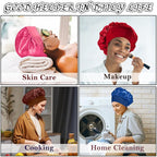 4Pcs Satin Bonnet Silk Bonnet, Hair Bonnet for Sleeping, Elastic Wide Band Silk Sleep Cap, Soft and Breathable