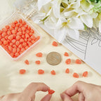 1 Box 100Pcs Carved Flower Beads Coral Jewelry Beads Jasmine Floral 3D Small Light Salmon Dyed Synthetic Coral Loose Smooth Spacers for Jewelry Making Necklace Bracelet DIY Craft Accessories