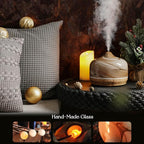 Porseme 500ml Glass Essential Oil Diffuser Aromatherapy Ultrasonic Cool Mist Humidifier 15-21 Running Hours Diffusers with Remote Control for Sleeping Yoga Working Spa(Desert