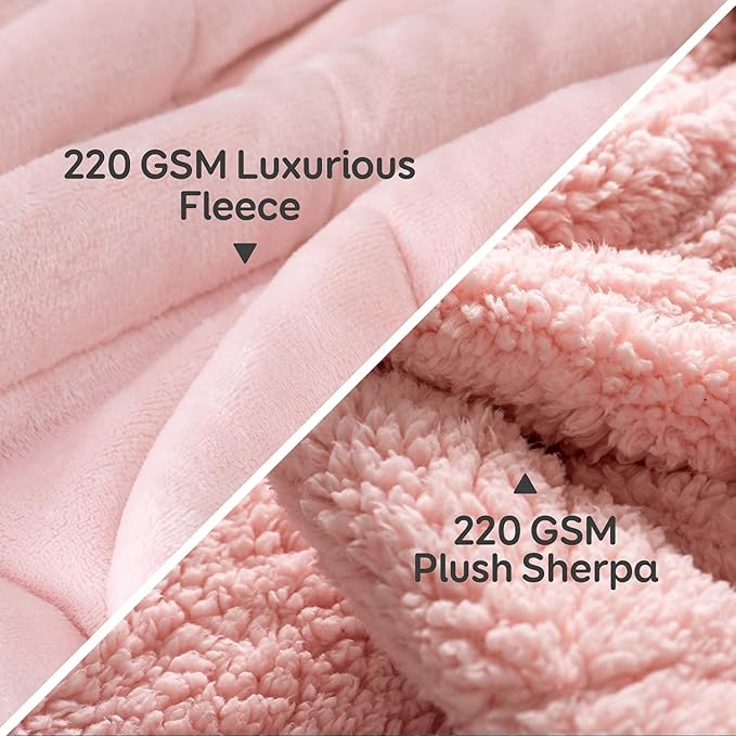 Cottonblue Weighted Blanket 10 lbs Twin Size, Fuzzy Soft Sherpa Fleece Weighted Throw Blankets for Adults Calming and Relax, Cozy Flannel Heavy Blanketwiht Glass Beads for Sofa Bed 48x72 in, Pink