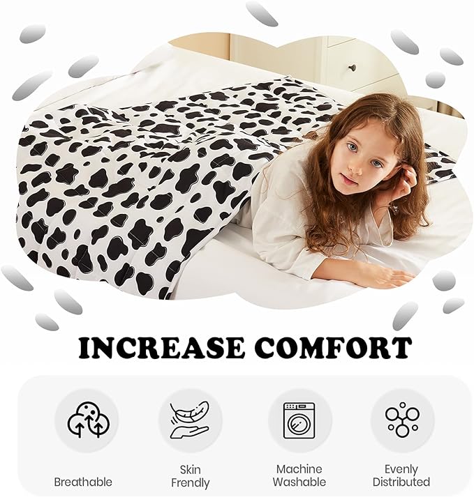 HOSUKKO Weighted Blanket - 5 lbs Cow Pattern Heavy Blanket - Breathable Blanket(36 * 48 inches, 5 lbs)