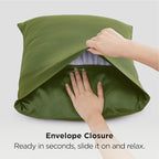 Bedsure Satin Pillowcase for Hair and Skin Queen - Moss Silky Pillowcase 2 Pack with Envelope Closure, Similar to Silk Pillow Cases, Olive Green Decor Gifts for Women Men, 20x30 Inches, 2pcs