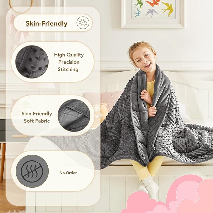 CuteKing Weighted Blanket - Weighted Blanket with Premium Glass Beads - Heavy Blanket Crystal Velvet for Comfort Sleep - Thick Blanket All Season (10lbs, 48"x72", Grey Bubble)