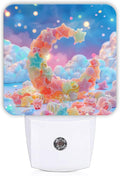 Crescent Moon Night Lights Plug Into Wall, Fanciful Playful Stars Clouds N/a Pastel Peach Led Night Lights Plug Into Wall Outlet for Bathroom Hallway Stairs Decor 1pcs