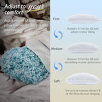 BETU Cooling Pillow Queen Size, Shredded Memory Foam Cool Pillow for Hot Sleepers, Adjustable Firm Soft Support Bed Pillows Perfect for Back Neck Pain and Side Sleeping with Pillow Case Cover, White