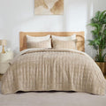 BEDELITE Velvet Quilt Set Queen Size - Luxury Velvet Comforter Bedding Set 3 Pieces, Lightweight Soft Cozy Taupe Oversized Bedspread Coverlet for All Seasons with 2 Pillow Shams
