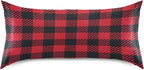 Christmas and New Year Buffalo Plaid Satin Pillowcase for Hair and Skin, Red and Black Buffalo Check Plaid Silk Pillow Case with Envelope Closure, Standard Size 20x26 inches, 1 PC