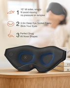 MABAO 2 Packs Sleep Mask for Side Sleeper, Eye Mask for Sleeping Women Men, 3D Contoured Cup No Eye Pressure 100% Light Blocking Sleeping Mask with Adjustable Strap Night Blindfold Flight, Nap, Black