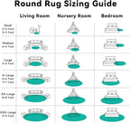 OLANLY Teal Green Round Rugs for Bedroom - Machine Washable, 9 ft Circle Area Rugs for Living Room, Soft and Fluffy Shaggy Carpet for Teen Girl and Boys, Nursery Rooms, Dorms, Home Decor Aesthetic