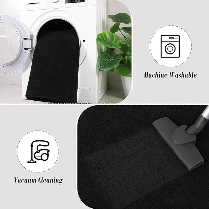 Keeko 2x8 Long Runner Rug, Black Bedroom Bedside Runner Rug Living Room Carpet Area Throw Rugs for Hallway Soft Indoor Memory Foam Rugs for Teen Kids Classroom Nursery Dorm Laundry Room Decor