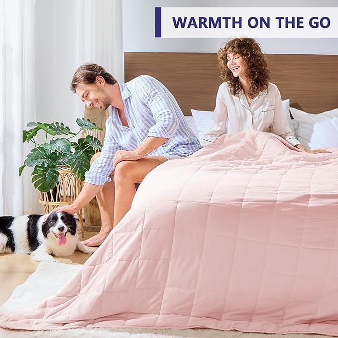 yescool Weighted Blanket for Adults (30 lbs, 88" x 104", Pink) Cooling Heavy Blanket for Sleeping Perfect for 290-310 lbs, King Size Breathable Blanket with Premium Glass Bead, Machine Washable