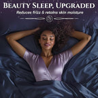 SLEEP SANCTUARY Satin Sheets Queen Size – 4 Piece Luxury Silky Bed Set, Softer Than Silk, 15" Deep Pocket, Cooling & Wrinkle-Free, Moisture-Wicking & Breathable for Hair & Skin (Navy Blue)