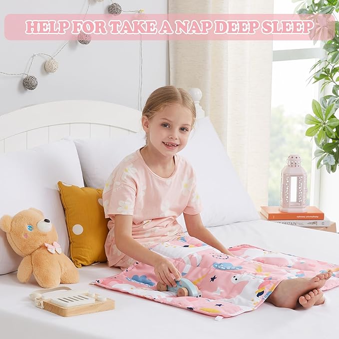 HOSUKKO Weighted Blanket - 2 lbs Pink Unicorn Heavy Lap Indoor - Small Size Breathable Blanket(19 * 21 inches, 2 lbs)