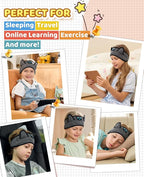 Kids Headband Headphones-Toddler Wireless Bluetooth Headphones with Safe Volume, Wired 3.5mm Jack, Adjustable Sleep Headband-for School/Airplane Travel/Tablet/Kindle, with Travel Bag - Boys & Girls