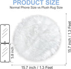 15.7 Inch Mini Small Fur Rug Round, White Plush Fluffy Mini Sheepskin Rug Circle for Chair Dorm Small Fuzzy Round Carpet for Nail Desk 1.3Ft Size Fit for Photo Props Background