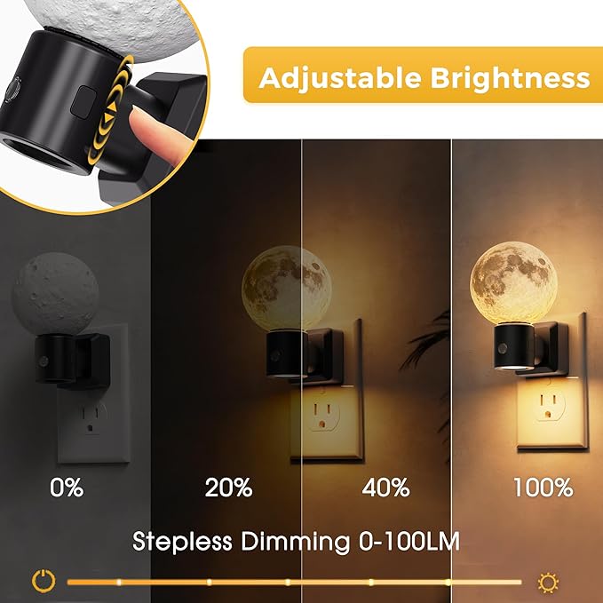 L LOHAS LED Night Lights Plug Into Wall, Plug in Night Light with Light Sensor, 3000K Soft White, 0-100LM Brightness Adjustable, 3D Printing LED Light for Bedroom Birthday Gifts