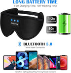 Sleep Headphones, Sleep Mask Bluetooth Wireless Music Eye Mask, Sleeping Headphones for Side Sleepers Sleep Mask with Bluetooth Headphones Ultra-Thin Stereo Speakers for Sleeping (Black)