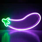 ENUOLI Eggplant Neon Signs,LED Purple Eggplant Neon Light Decorative Art LED Lights for Wall Decor,USB/Battery Powered Night Lamps Light Up Signs for Bedroom,Party, Living Room,Home Decor