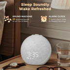 Sound Machine Alarm Clock for Bedroom: 25 Natural Sleep Sounds - White Noise Machine for Adults Kids Baby - Gentle Wake Up Alarm with Bluetooth Speaker - Frost White