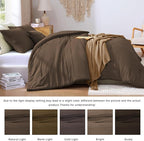 WRENSONGE Full Size Comforter Sets - 3 Pieces Chocolate Brown Comforter Prewashed Soft Lightweight for All Seasons, Fluffy Down Alternative Comforter Full Size with 2 Pillow Shams