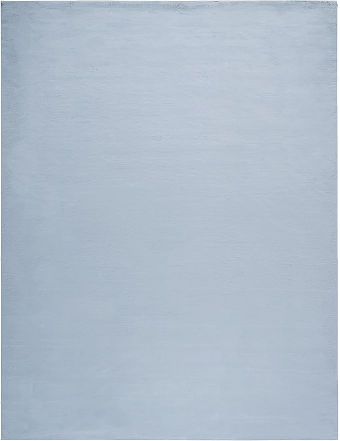 SAFAVIEH Washable Rug Faux Rabbit Fur Shag Collection - 8' x 10', Silver, Slip Resistant & Easy Cleaning, Ideal for Living Room, Bedroom, Dining Space (FRF976G)