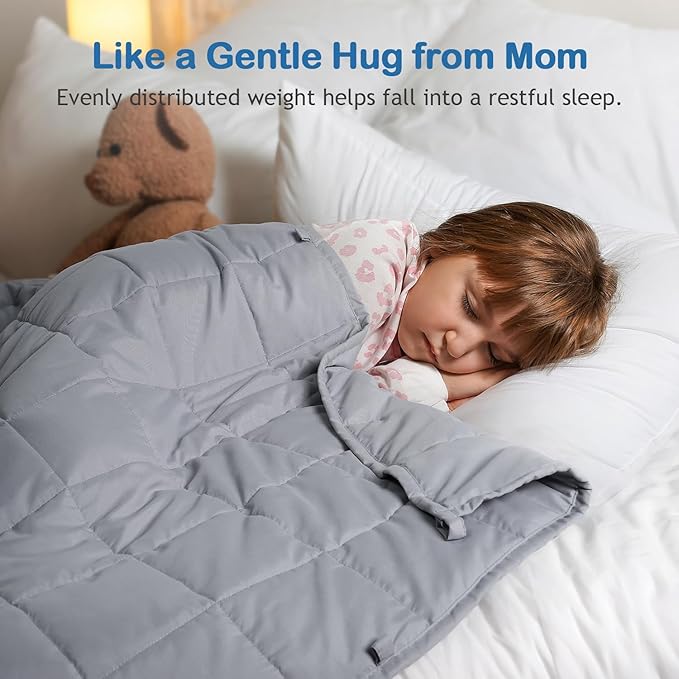 Kivik Weighted Blanket 7 lbs, 41" x 60" Grey Weighted Blankets for Small Single/Twin Size Bed, All-Season Breathable Soft Heavy Blanket for Travel, Calming & Sleep, Washable