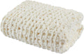 Madison Park Chenille Chunky Knit Handmade Throw Blanket, Luxuriously Soft Gift Blankets, Cottage Style Room Décor, Lightweight & Breathable All Seasons Throw Blanket for Couch, 50" W x 60" L Ivory