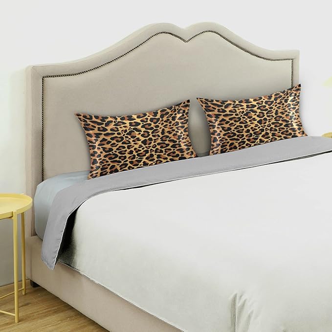 Satin Pillowcase for Hair and Skin, Leopard Print Silk Pillowcase Soft and Cozy Body Pillow Covers, King Size Satin Pillow Cases with Envelope Closure(20x40 Inch), 1PC