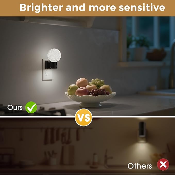 L LOHAS LED Night Lights Plug Into Wall, Plug in Night Light with Light Sensor, 0-100LM Brightness Adjustable, 3D Printing LED Moon Light for Bedroom Birthday Gifts