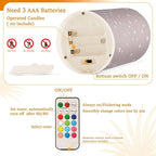 Childish Star and Moon Grey Peach Decorative Flickering Candles with Remote Electronic Lights Mystique with Timer for Party Valentine Battery Operated
