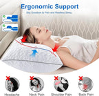 Cooling Pillows Standard Size Set of 4, Shredded Memory Foam Pillows, Adjustable Firm Bed Pillows Cool Cold Pillow for Hot Side Back Stomach Sleepers with Removable Washable Cover, 20" x 26", White