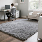 Light Grey Fluffy 8x10 Area Rug for Living Room, Plush Shag Rugs for Bedroom, Large Soft Furry Carpets for Kids Room, Modern Indoor Nursery Carpet for Classroom Dorm Cozy Comfy Home Decor
