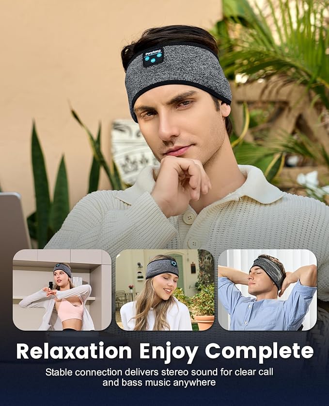 Perytong Headphones Headband for Sleep, Sleeping Headphones Soft Sleep Earbuds Bluetooth Headband Over On Earphones,Gifts for Women Man Mothers Fathers Day Birthday Christmas Valentine's Day