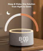 Dreamegg D1+ Sound Machine & Alarm Clock - Sound Machine for Sleep, White Noise Machine with 29 Soothing Sounds, Night Light, 0-100% Dimmable, White Noise Alarm Clock for Bedrooms Adults Baby