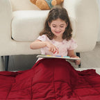 yescool Weighted Blanket (7 lbs, 41" x 60", Red) Cooling Heavy Blanket for Sleeping Perfect for 60-90 lbs, Breathable Blanket with Premium Glass Bead, Machine Washable