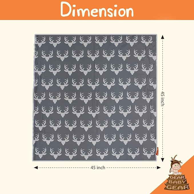 Dear Baby Gear Baby Blankets - Infant Essentials, Newborn Essentials, and Cute Stuff for Toddler Crib - Toddler Blankets for Boy and Girll - White Antlers on Grey, Slate Grey Muslin, 45" x 45"