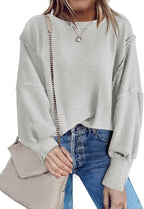 Nirovien Womens Oversized Crewneck Sweatshirt Side Slit Long Sleeve Pullover Slouchy Fit Tops