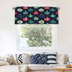 Christmas Ornaments Stars and Stripes Art Night Sky Background Curtain Valance 54x18in, Soft Peach Skin Polyester Window Treatment with 3in Rod Pocket, Light Filtering for Kitchen Bath