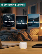 Babelio White Noise Sound Machine, Night Light, Mini and Portable, 15 Non-looping Sounds, Timer, Memory Function, for Adults Baby, Travel, White