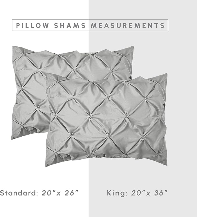 Elegant Comfort 8-Piece Pinch Pleated Comforter Set - All Season Complete Bed in a Bag, Includes 4pc Smart Sheet Set, Bed Skirt, Comforter, Matching Pillowcases and Shams, Twin/Twin XL, Light Gray