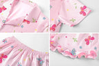 Umeyda Girls & Women Satin Pajamas Set Button Down 2 Piece Silk Pjs Shorts Set Ruffle Sleepwear, 5 Years-Women L