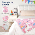 Kivik Soft Weighted Lap Blanket 2 lbs, Small Weighted Lap Pad, Breathable Heavy Throw Blankets for School Calming & Bed Sleeping, Machine Washable, 20 x 30 Inches, Cute Unicorn Printing, Light Pink