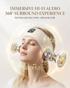 Sleep Headphones Bluetooth 5.4 Headband, Wireless Sleep Headphones with Ultra-Thin Stereo Speakers for Side Sleepers, Sports Headband Music Earphones Eye Mask for Nap Jogging Running Workout Air