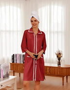 Ekouaer Women Zipper Robe Lightweight House Coat Zipper Front Short Bathrobes Soft Nightgown with Pockets S-3XL