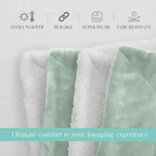 Elegant Comfort Throw Blanket, Reversible Sherpa Flannel, Ultra-Soft, Fuzzy, Cozy and Plush- All Season Lightweight Decorative Throw, 50 x 60 inches, Solid Sherpa Throw, Mint Green