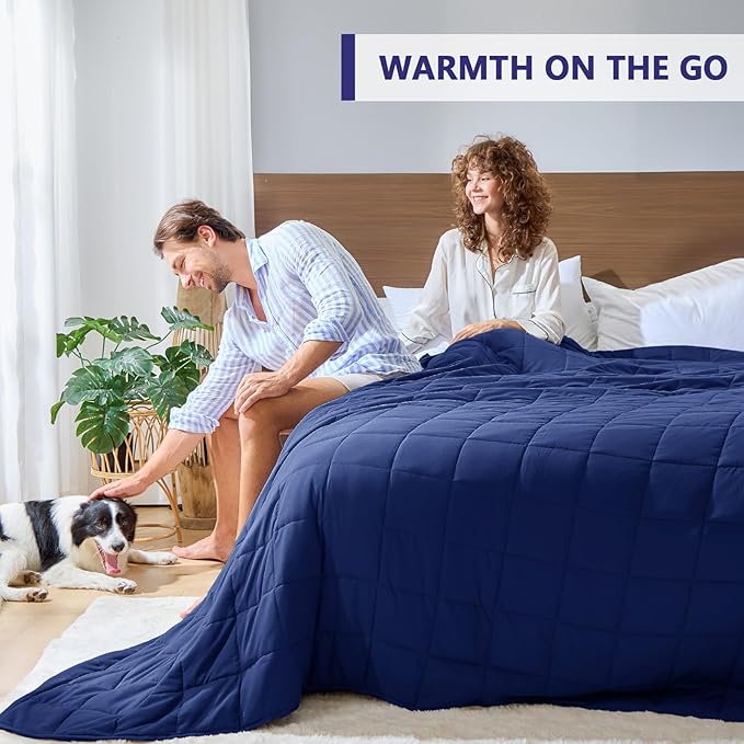 yescool King Size Weighted Blanket for Adults (30 lbs, 80” x 87”, Blue) Cooling Heavy Blanket for Sleeping Perfect for 290-310 lbs, Breathable Blanket for Adults & Couple All Season, Machine Washable