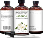 Majestic Pure Essential Oil with Glass Dropper - 100% Pure and Natural - Essential Oils for Diffuser, Aromatherapy, Soap and Candle Making, Jasmine Essential Oil, Jasmine Oil, 4 Fl Oz