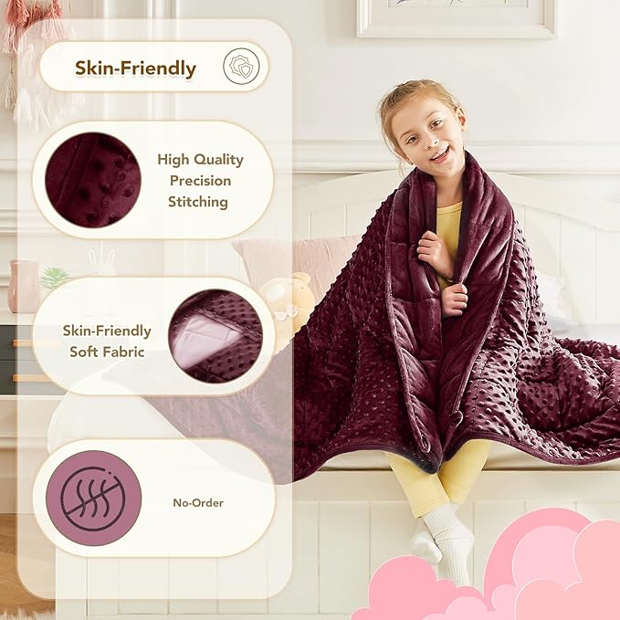 CuteKing Weighted Blanket - 36"x48" 5lbs Minky Dots Heavy Blanket with Glass Beads Soft Breathable for All-Season Summer Fall Winter Thick Comfort for Rest